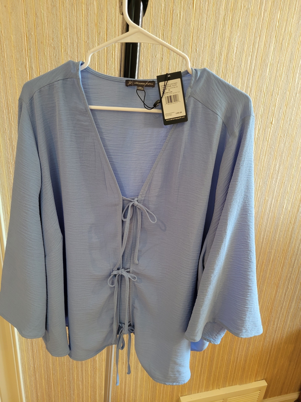Adrianna Papell Light Blue Tie-Front V-Neck Tunic NWT 3X